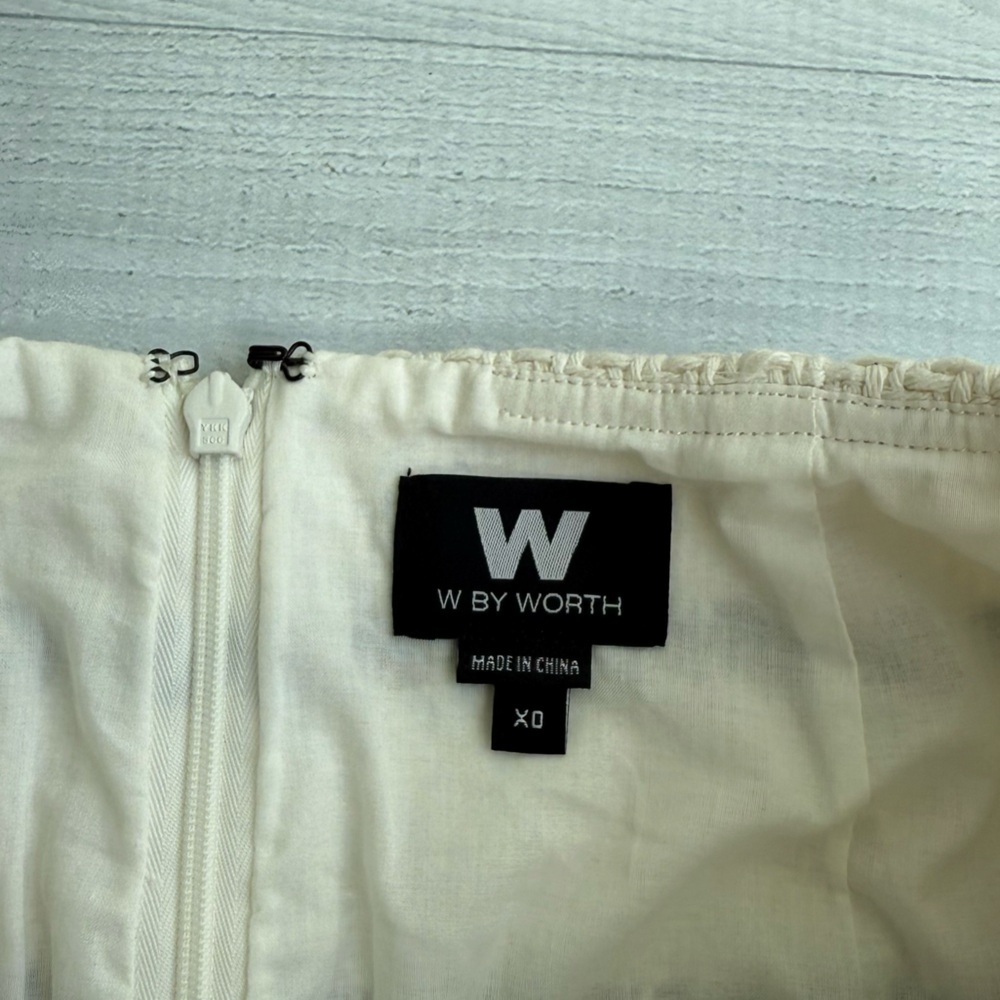 W by Worth Striped Woven Black and White Fringe Skirt X0 - Picture 5 of 7